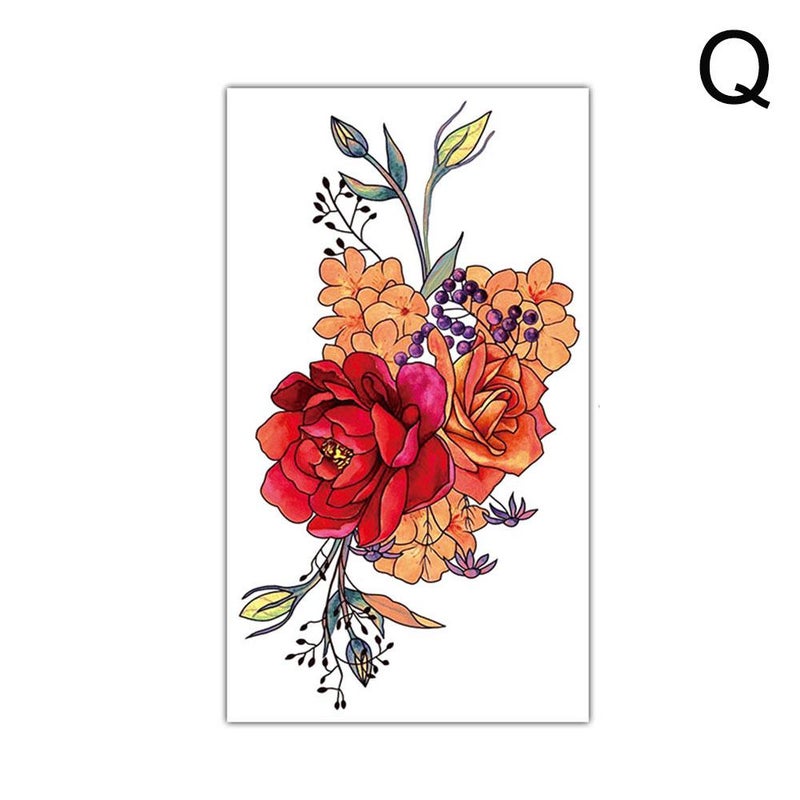 Cute and simple temporary tattoo stickers with English letters, flowers, butterflies, and sketch lines. Waterproof temporary tattoo stickers.